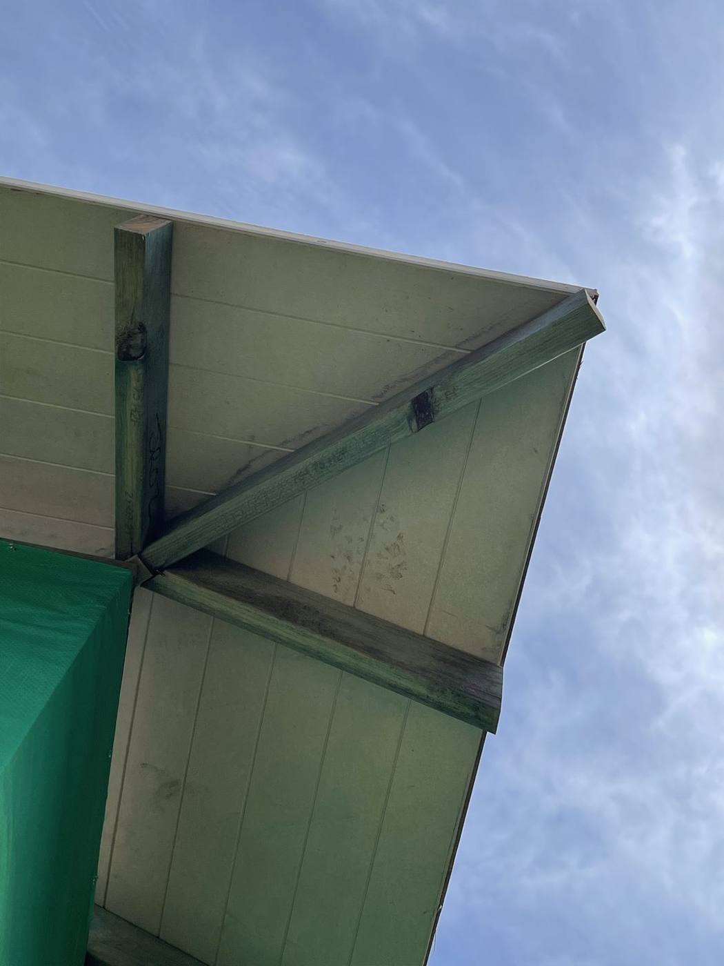 Detail of the eave corner mitre where the lined soffit and fascia meet at the roofline, Ashfield carpentry by Loel Homes