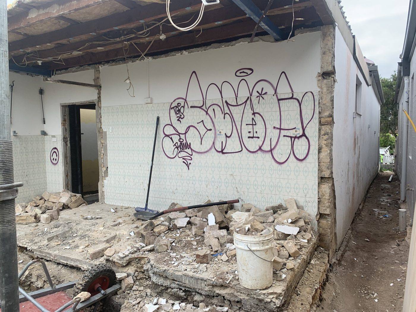 Rear walls stripped back to structure during demolition, Dulwich Hill by Loel Homes