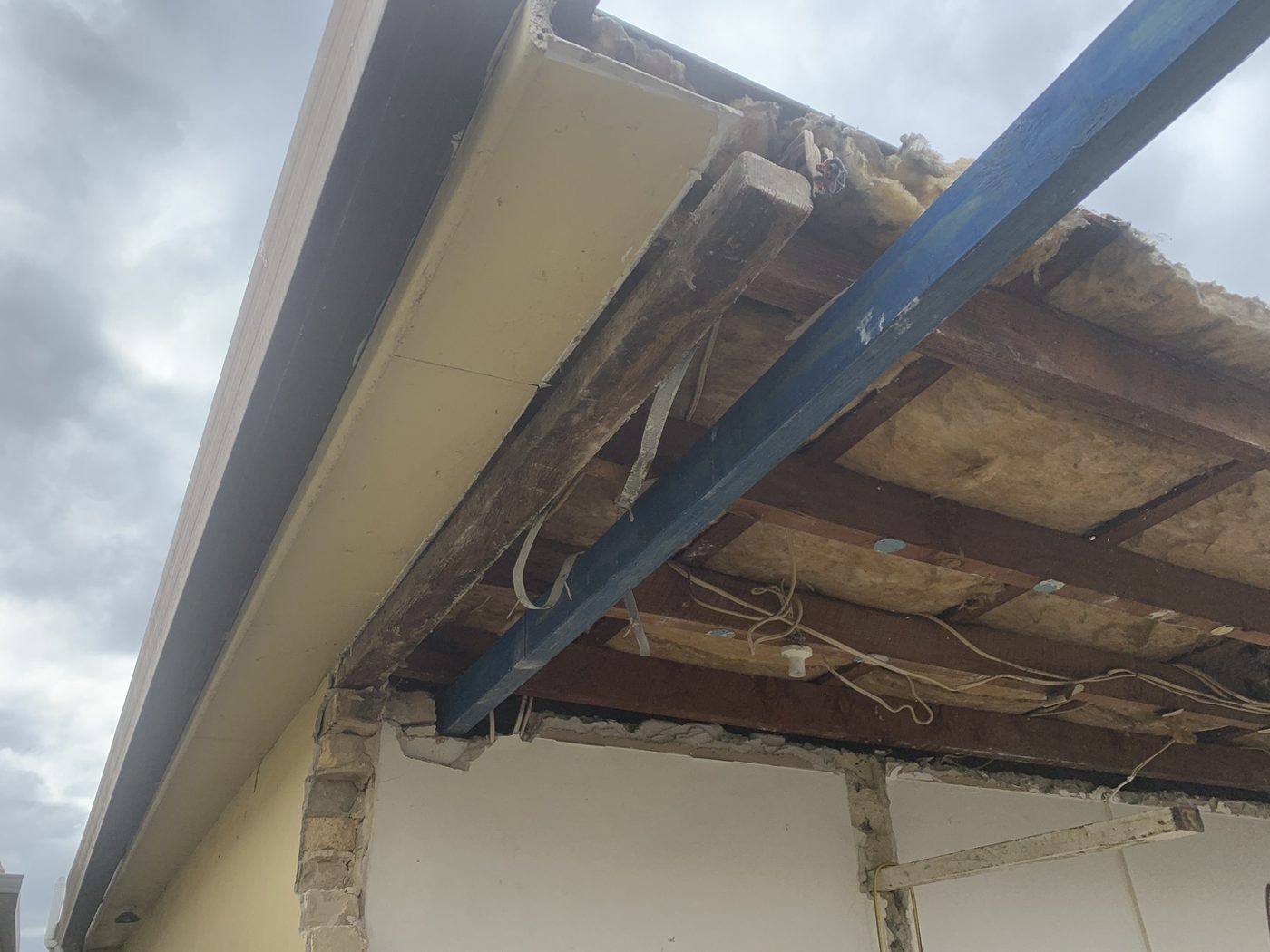 Steel beam installed under the roofline after wall removal, Dulwich Hill by Loel Homes